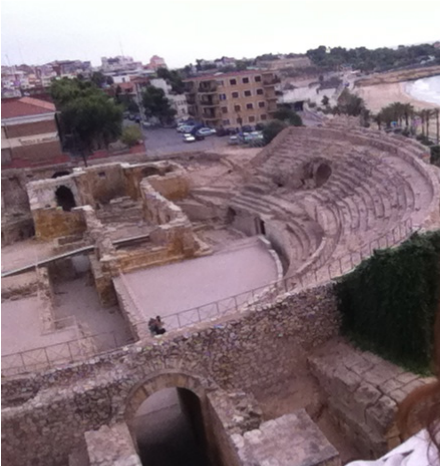 Roman Amphitheater by the beach in Tarragona, Spain