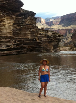 Karen next to the Colorado River in the Grand Canyon, Arizona 2013