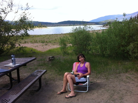 sitting by Lake Dillon, Colorado