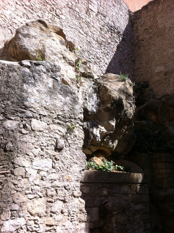 Ancient Roman Walls, Passeig de la Muralla in Girona, Spain